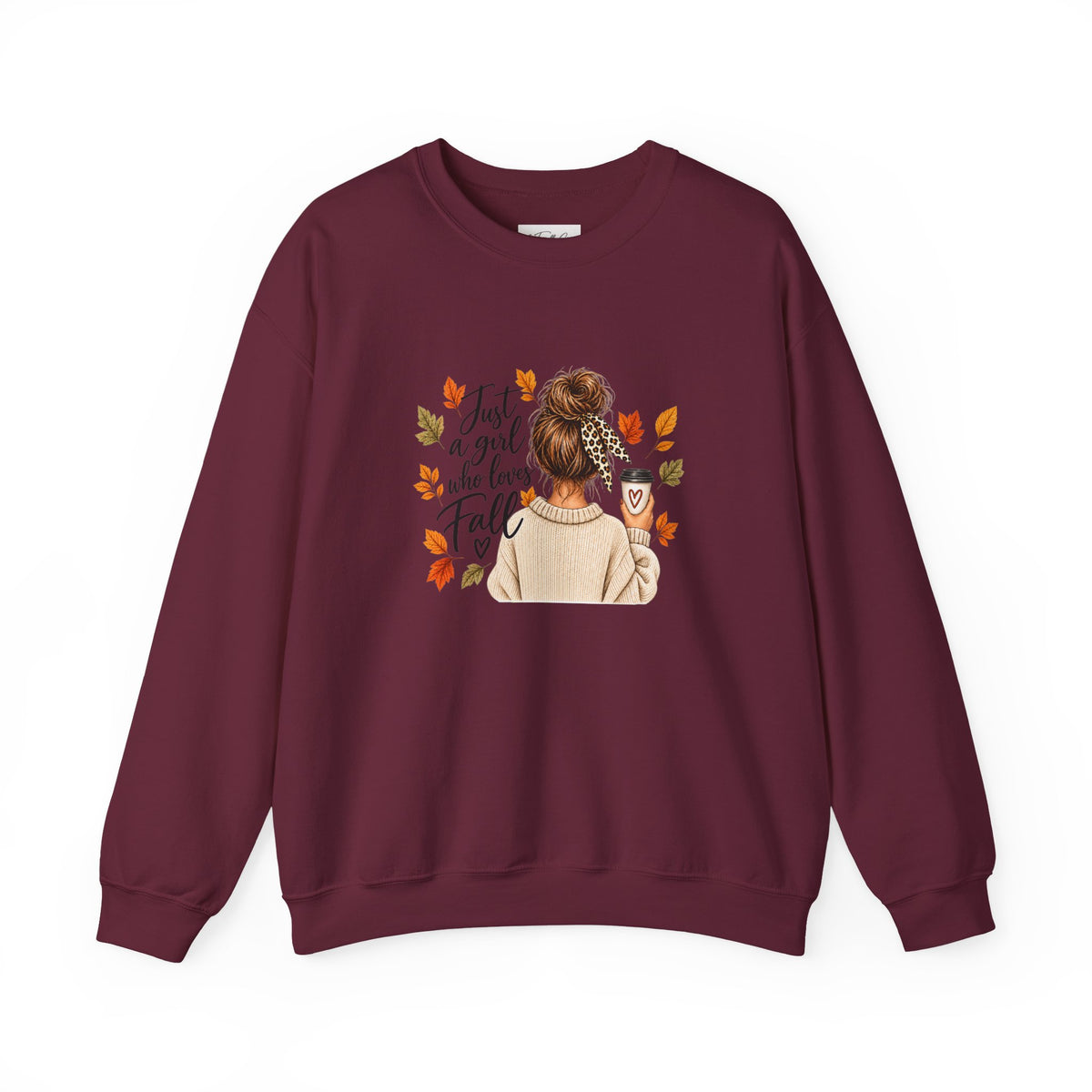 Fall Cozy Crewneck Sweatshirt — "Just a Girl Who Loves Fall" Graphic