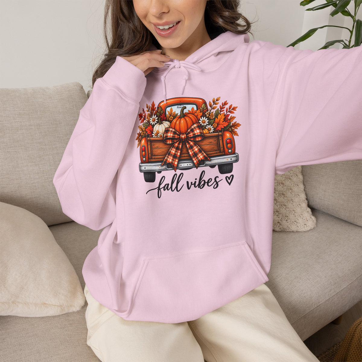 Fall Vibes Pumpkin Truck Hoodie