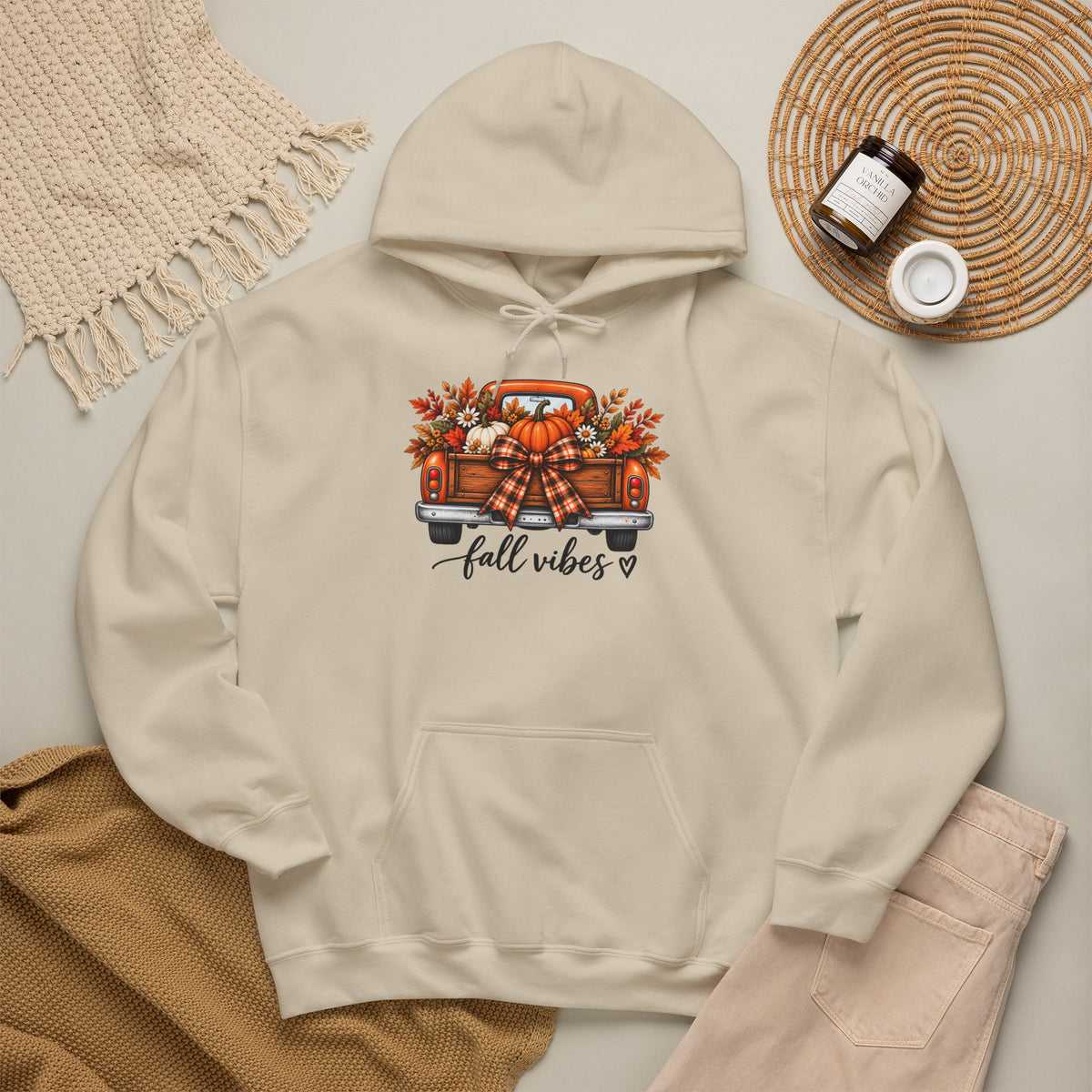 Fall Vibes Pumpkin Truck Hoodie