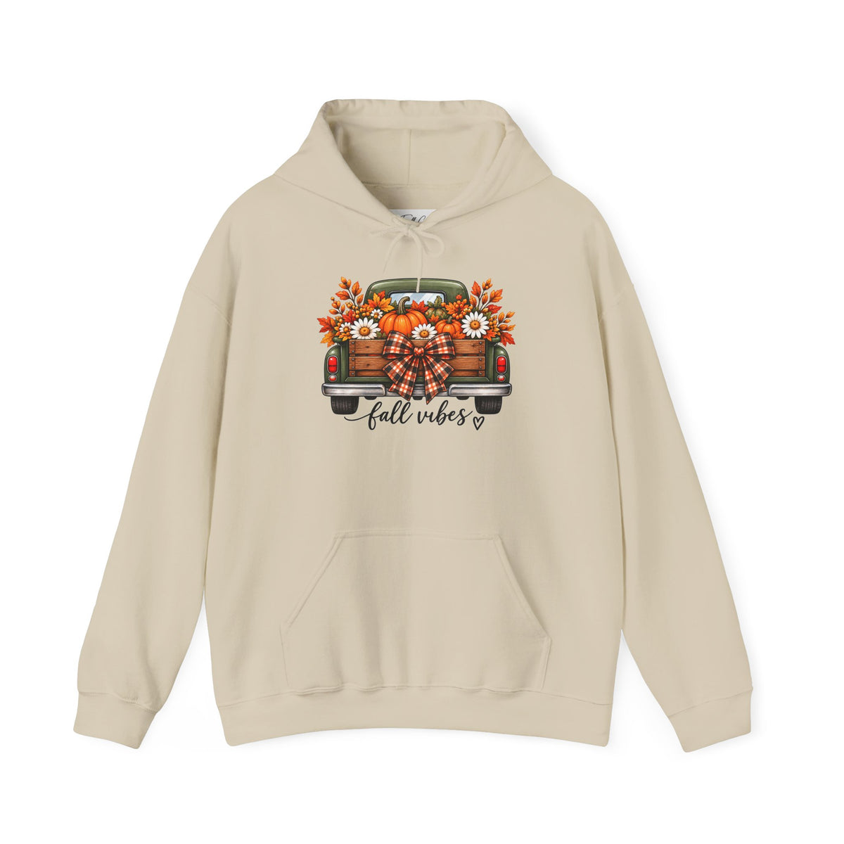 Fall Vibes Truck Hoodie — Autumn Sunflowers & Pumpkins Sweatshirt