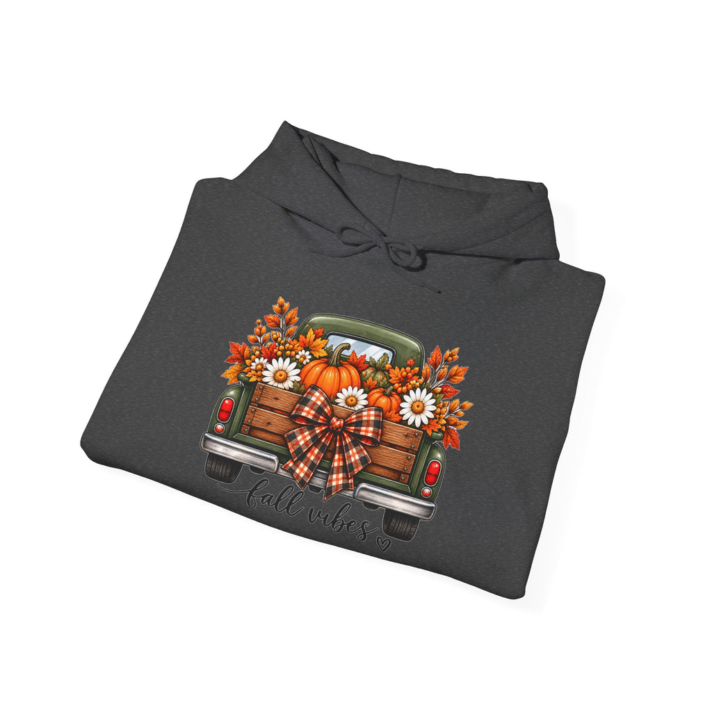 Fall Vibes Truck Hoodie — Autumn Sunflowers & Pumpkins Sweatshirt