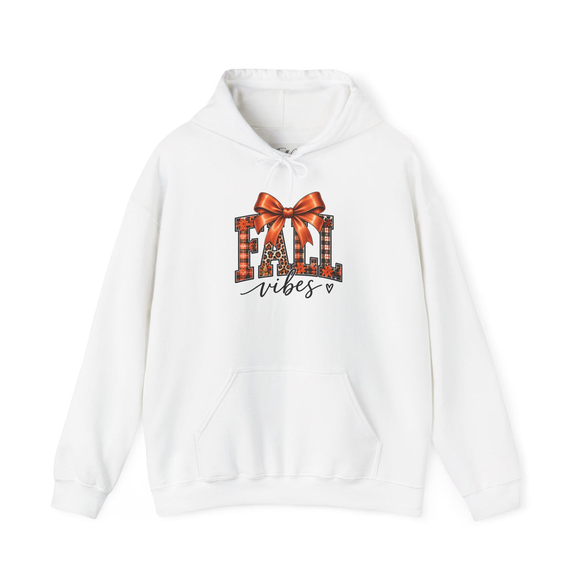 Fall Vibes Hoodie — Plaid Lettering with Bow Autumn Sweatshirt
