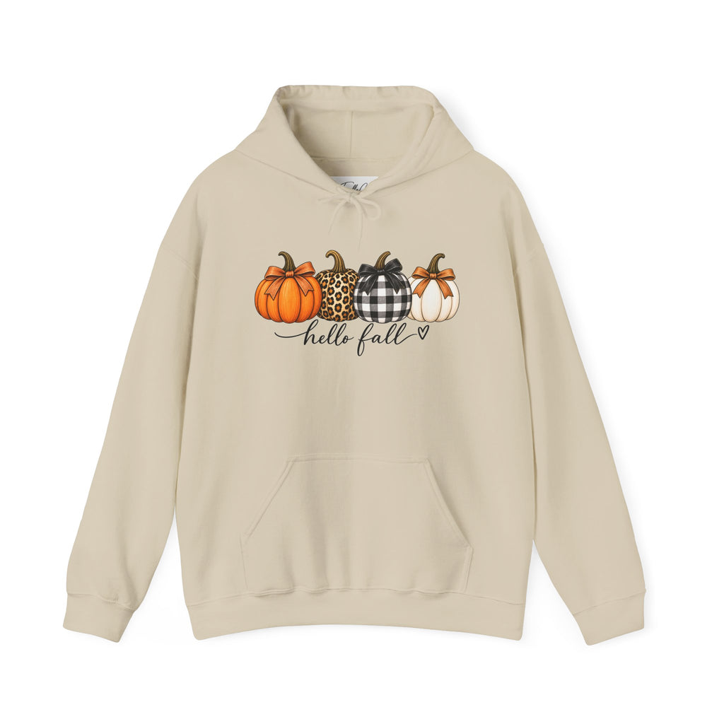 Hello Fall Pumpkin Hoodie — Cozy Autumn Graphic Sweatshirt