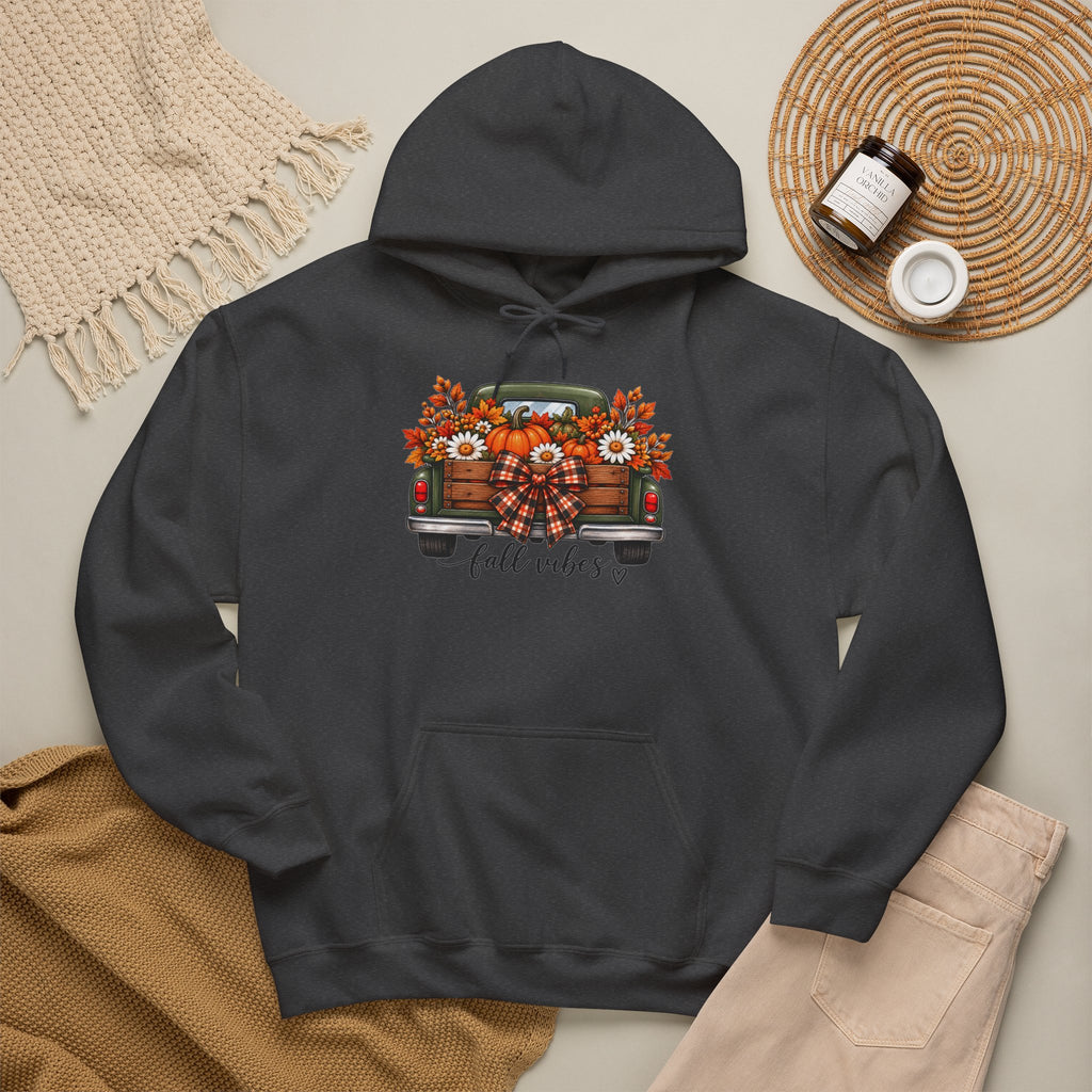 Fall Vibes Truck Hoodie — Autumn Sunflowers & Pumpkins Sweatshirt