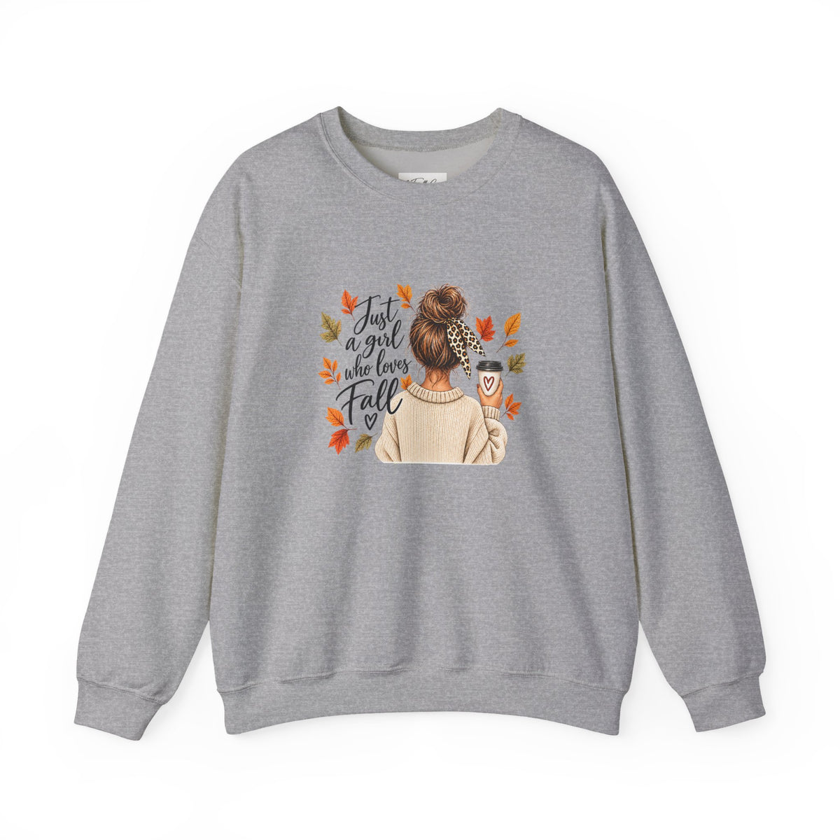 Fall Cozy Crewneck Sweatshirt — "Just a Girl Who Loves Fall" Graphic