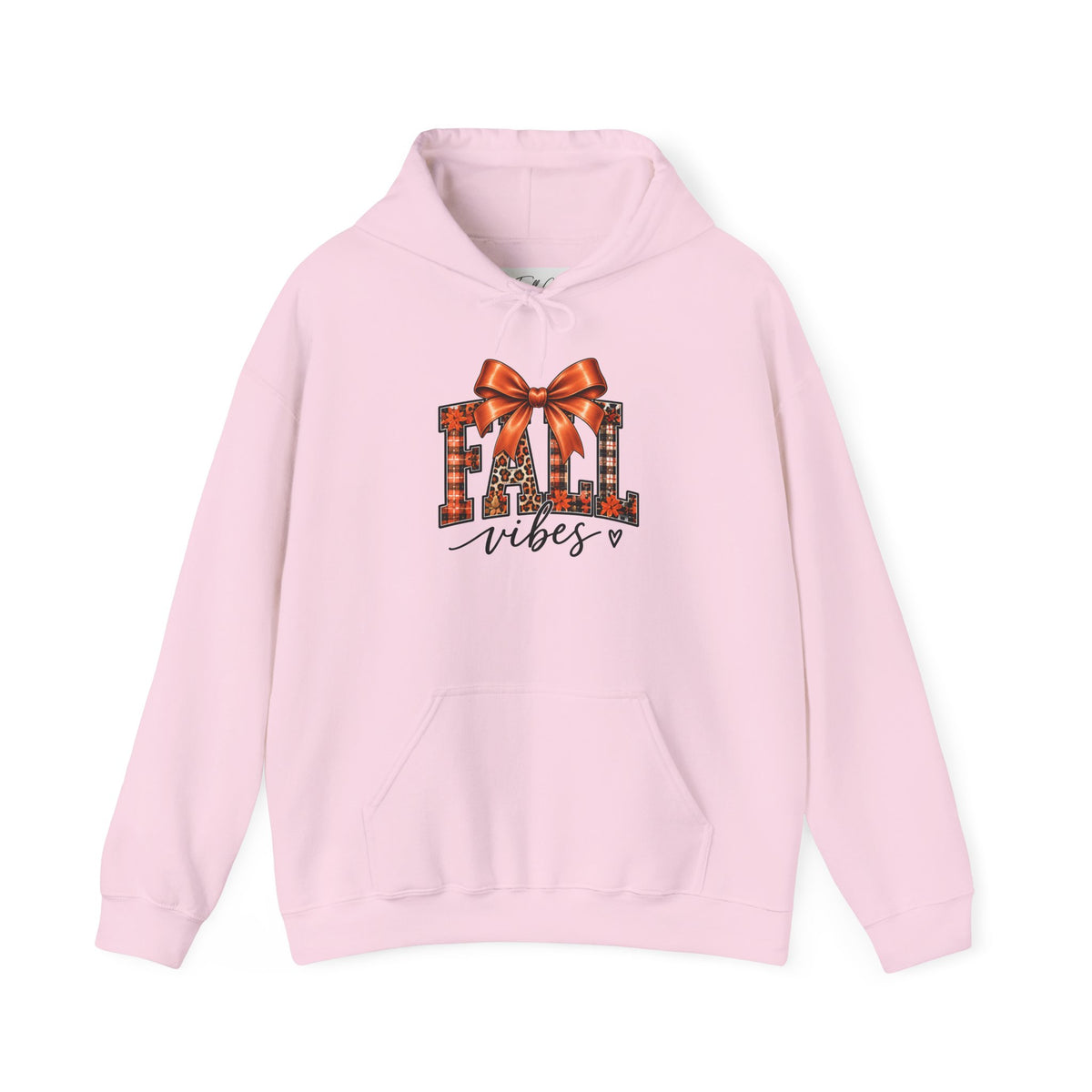Fall Vibes Hoodie — Plaid Lettering with Bow Autumn Sweatshirt