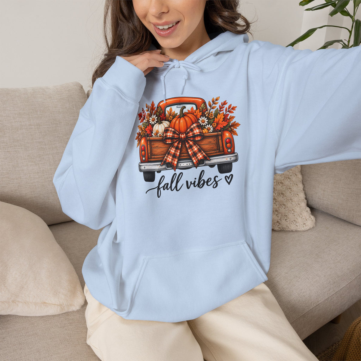 Fall Vibes Pumpkin Truck Hoodie