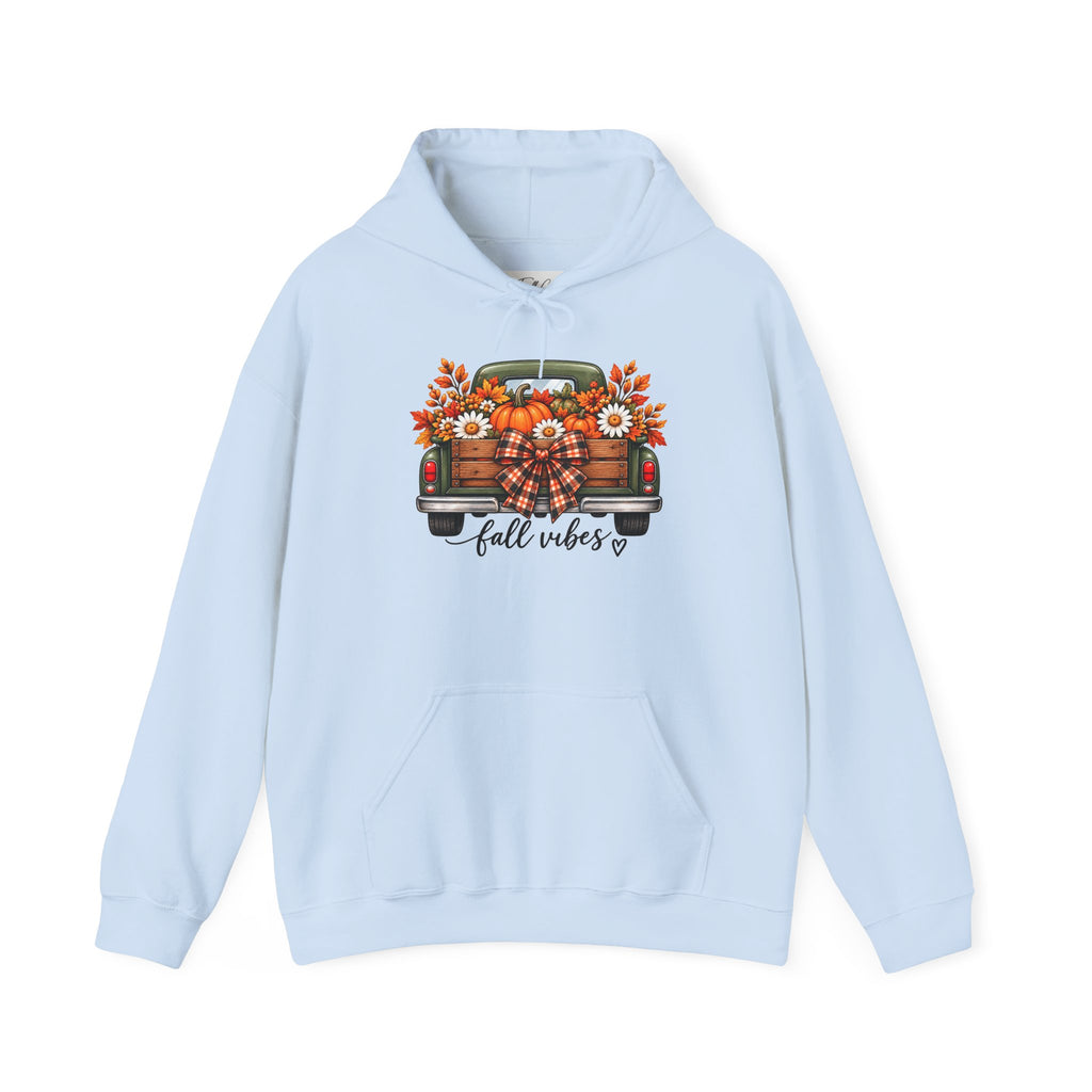 Fall Vibes Truck Hoodie — Autumn Sunflowers & Pumpkins Sweatshirt