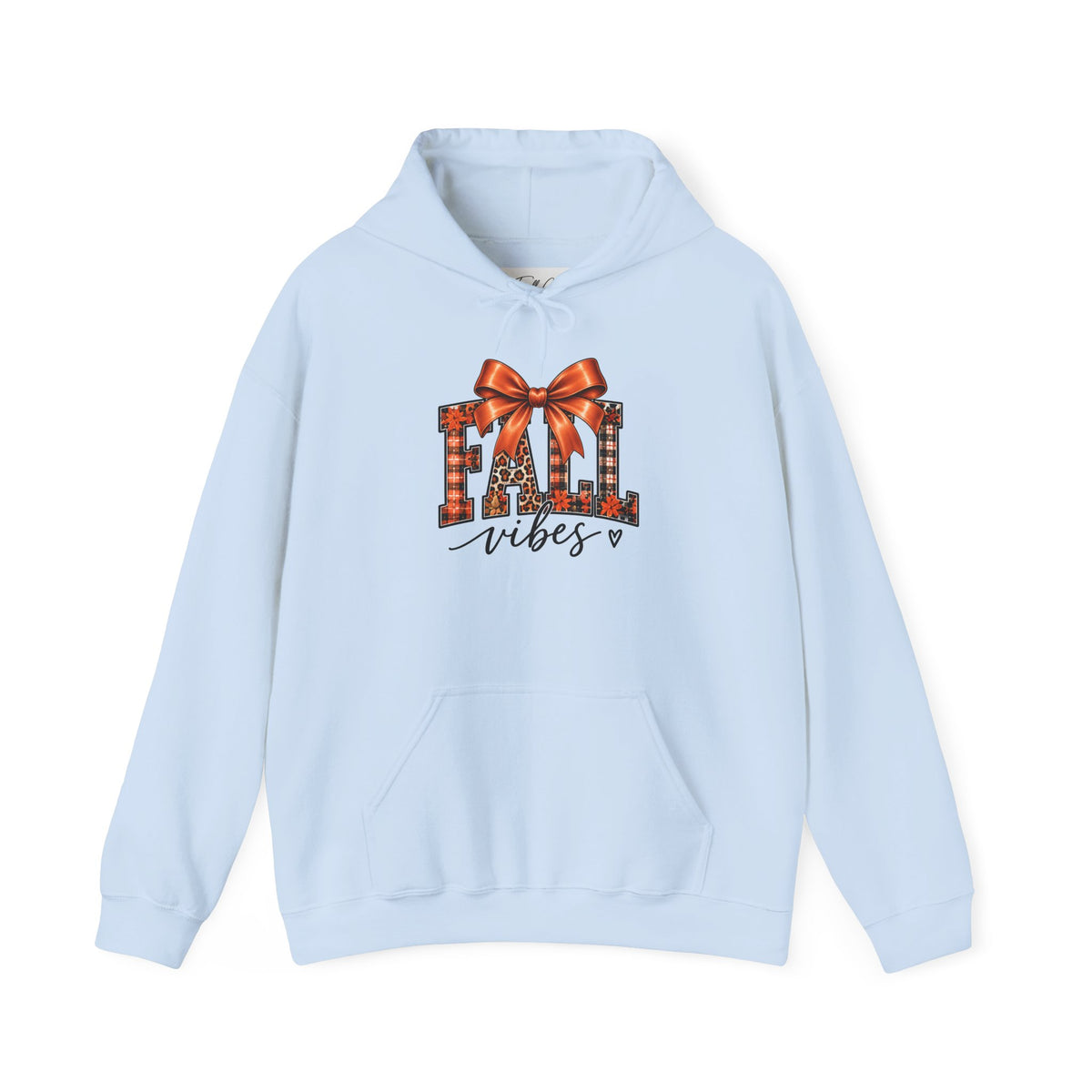 Fall Vibes Hoodie — Plaid Lettering with Bow Autumn Sweatshirt