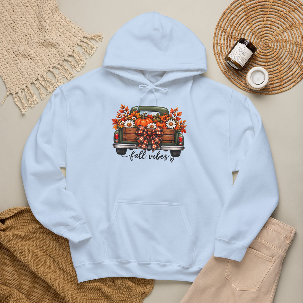 Fall Vibes Truck Hoodie — Autumn Sunflowers & Pumpkins Sweatshirt