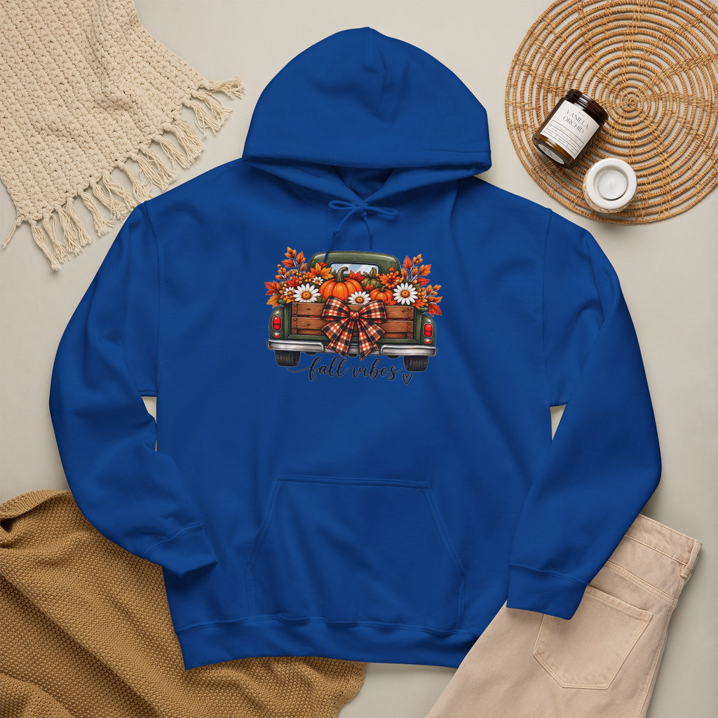 Fall Vibes Truck Hoodie — Autumn Sunflowers & Pumpkins Sweatshirt
