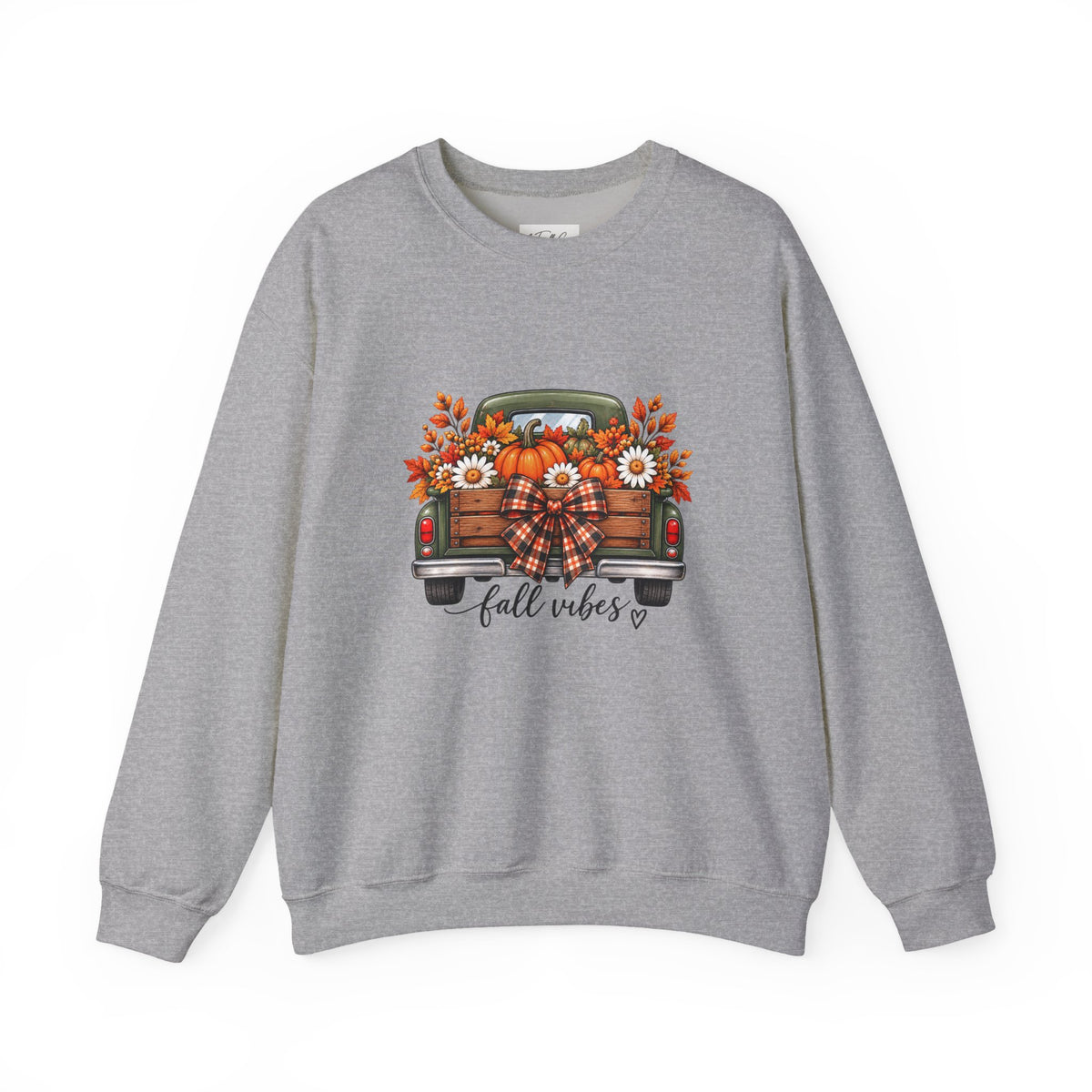 Fall Vibes Truck Sweatshirt — Cozy Autumn Crewneck with Sunflowers & Plaid