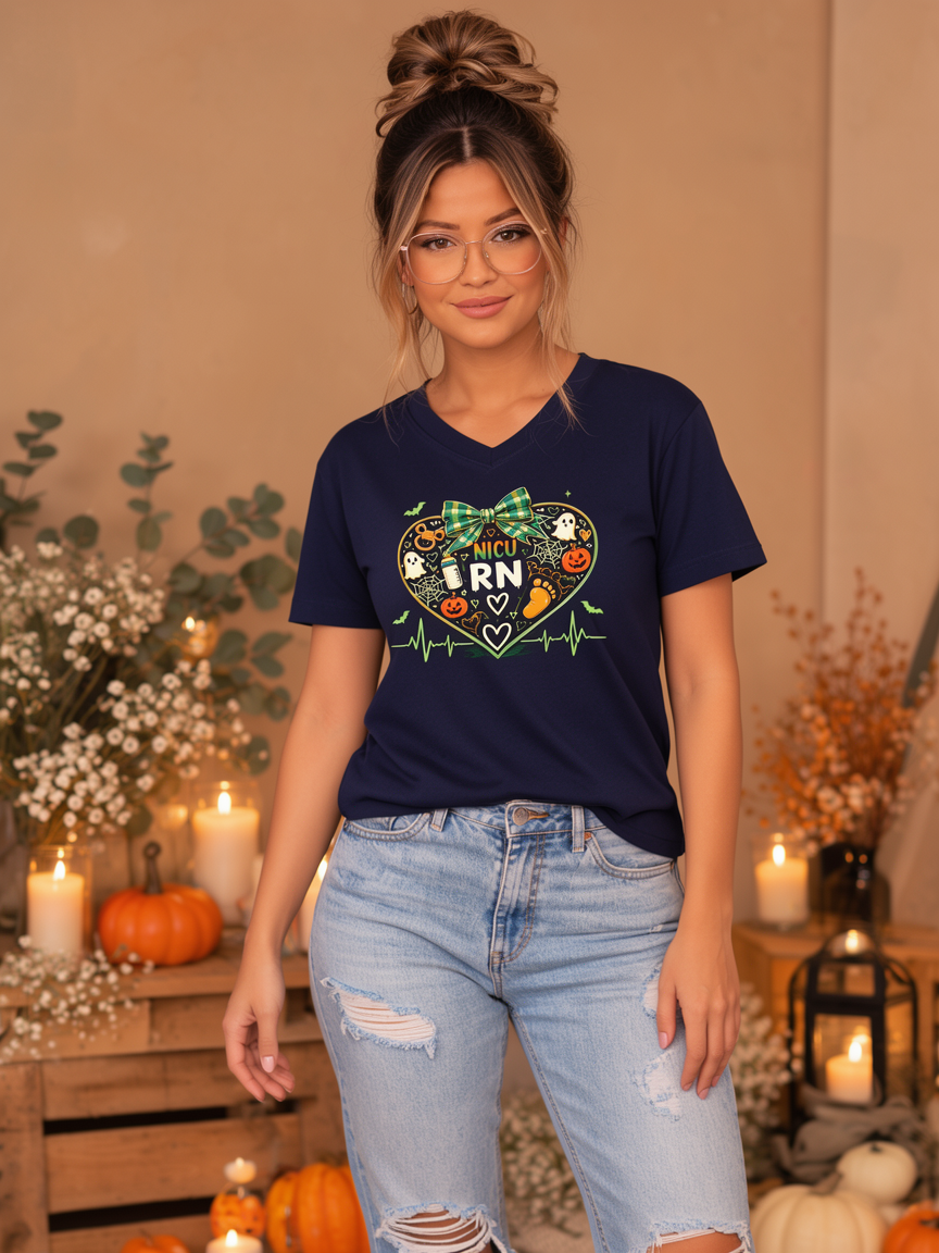 NICU RN Halloween Tee – Spooky Heart Nurse Shirt