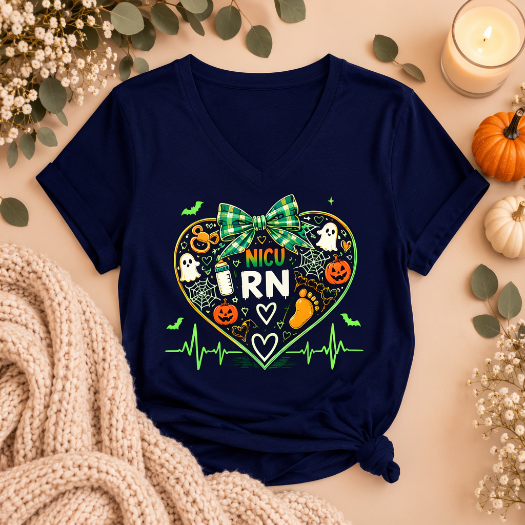 NICU RN Halloween Tee – Spooky Heart Nurse Shirt