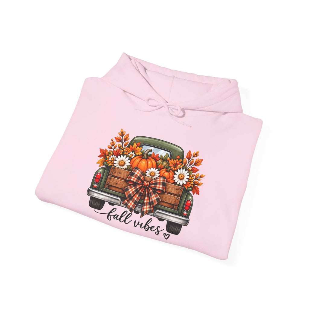 Fall Vibes Truck Hoodie — Autumn Sunflowers & Pumpkins Sweatshirt