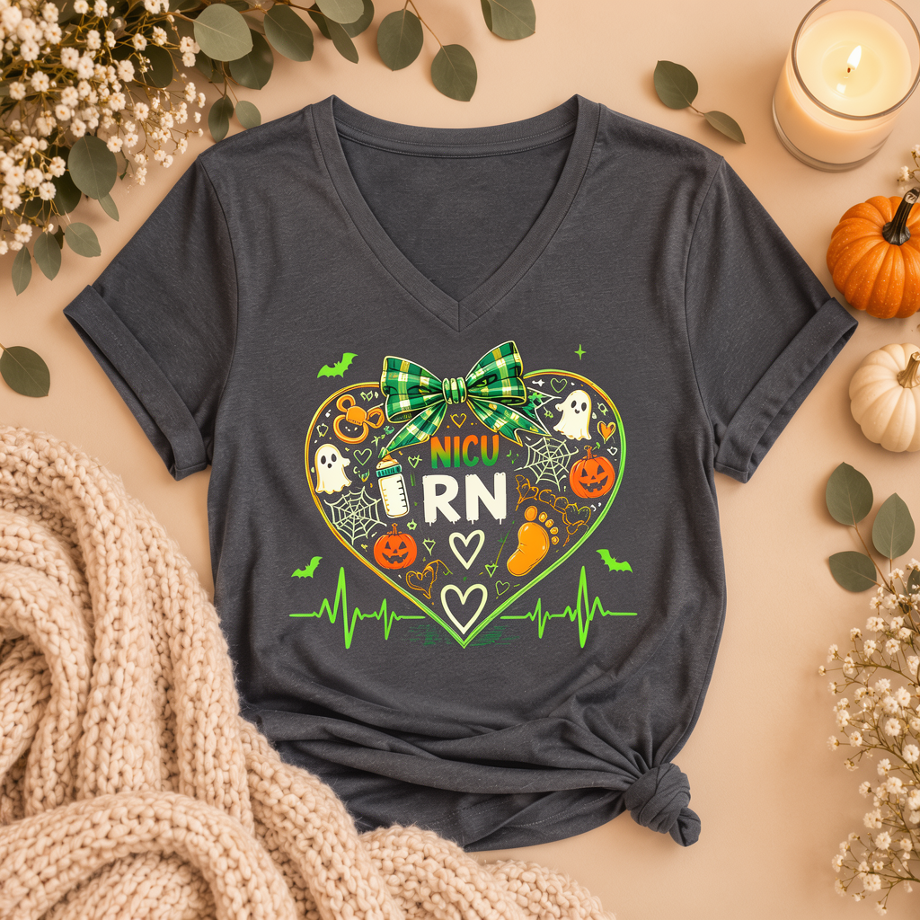 NICU RN Halloween Tee – Spooky Heart Nurse Shirt