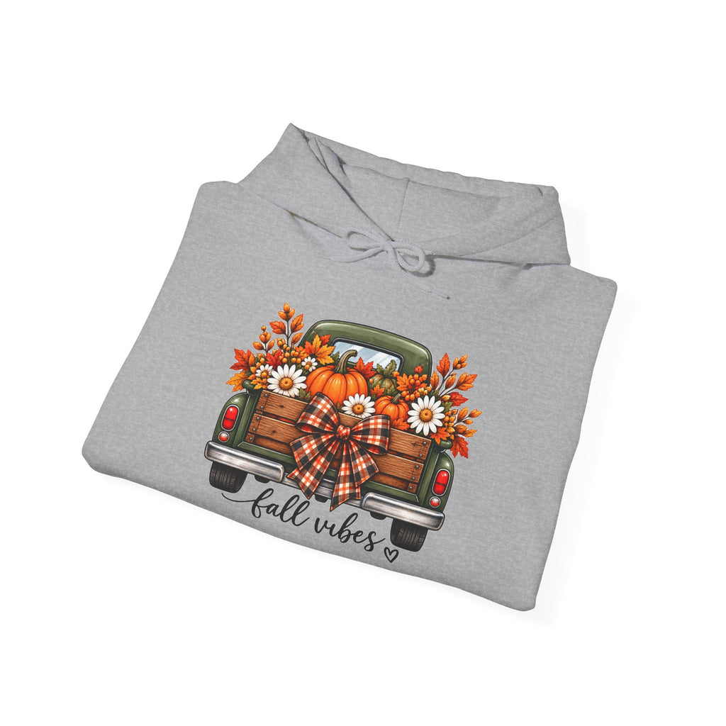 Fall Vibes Truck Hoodie — Autumn Sunflowers & Pumpkins Sweatshirt