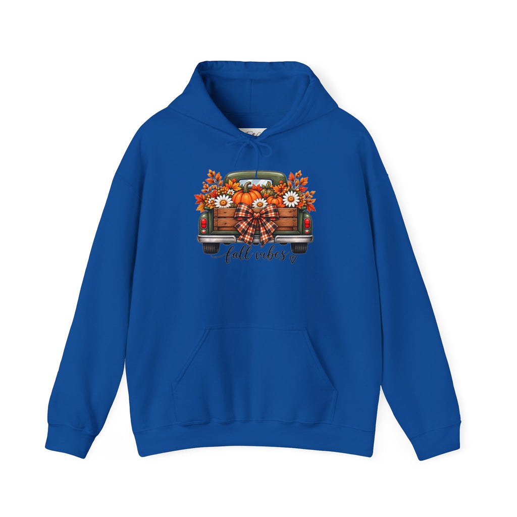 Fall Vibes Truck Hoodie — Autumn Sunflowers & Pumpkins Sweatshirt