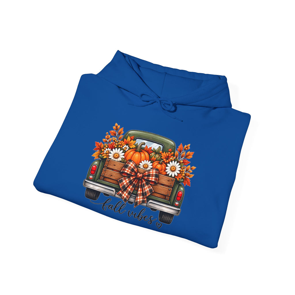 Fall Vibes Truck Hoodie — Autumn Sunflowers & Pumpkins Sweatshirt