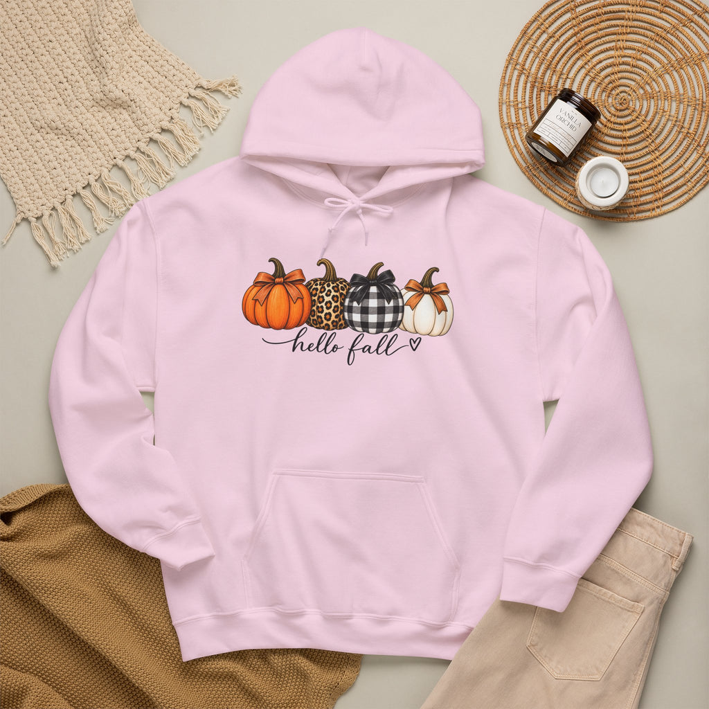 Hello Fall Pumpkin Hoodie — Cozy Autumn Graphic Sweatshirt