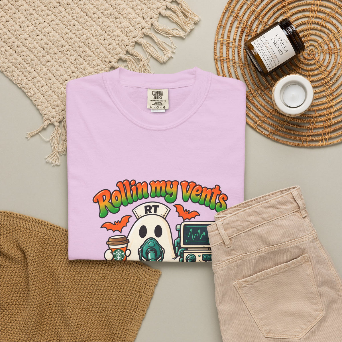 Rollin' My Vents Ghost T-Shirt — Halloween Respiratory Therapist Tee