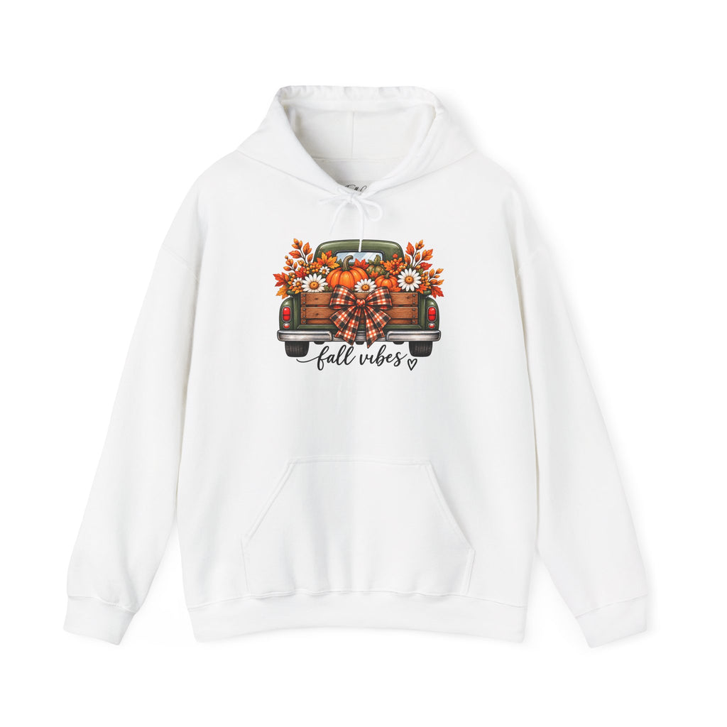 Fall Vibes Truck Hoodie — Autumn Sunflowers & Pumpkins Sweatshirt