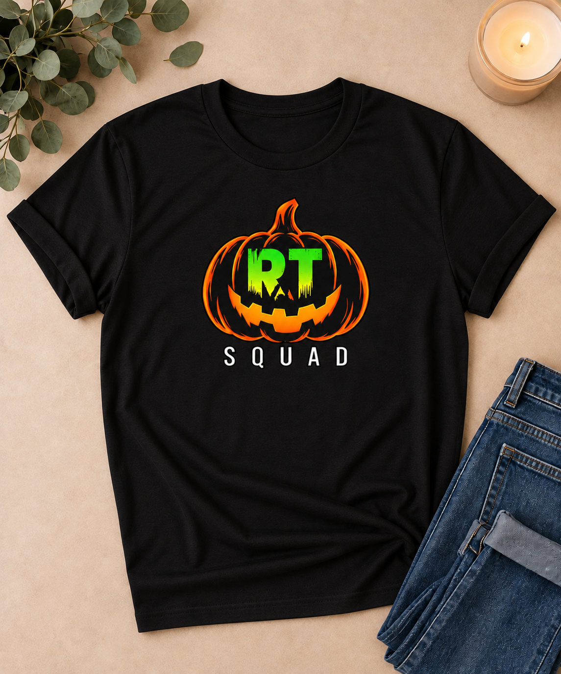RT Squad Halloween Pumpkin Unisex Tee | Respiratory Therapist Halloween Shirt