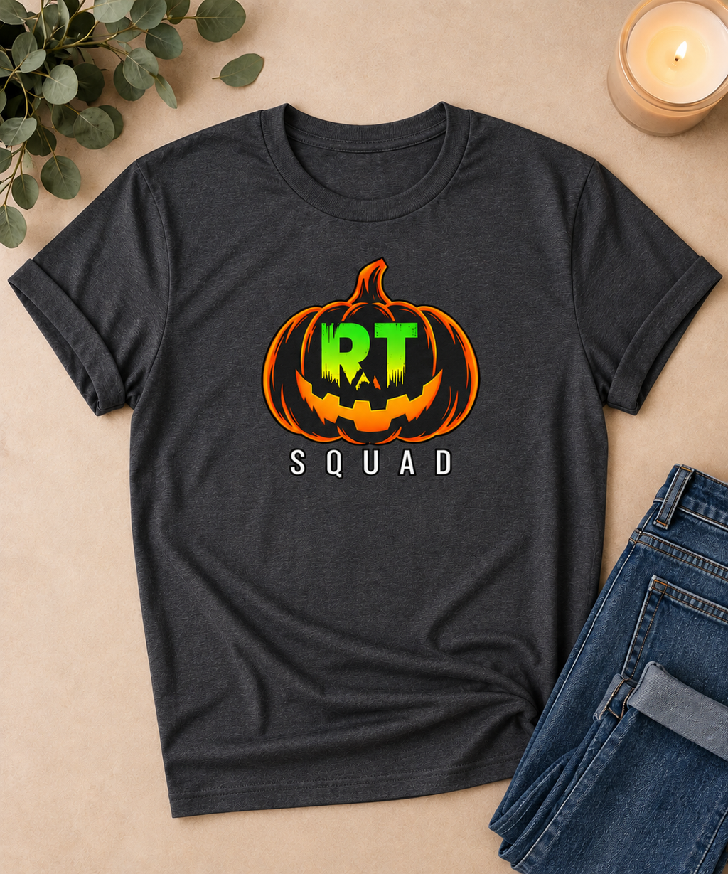 RT Squad Halloween Pumpkin Unisex Tee | Respiratory Therapist Halloween Shirt