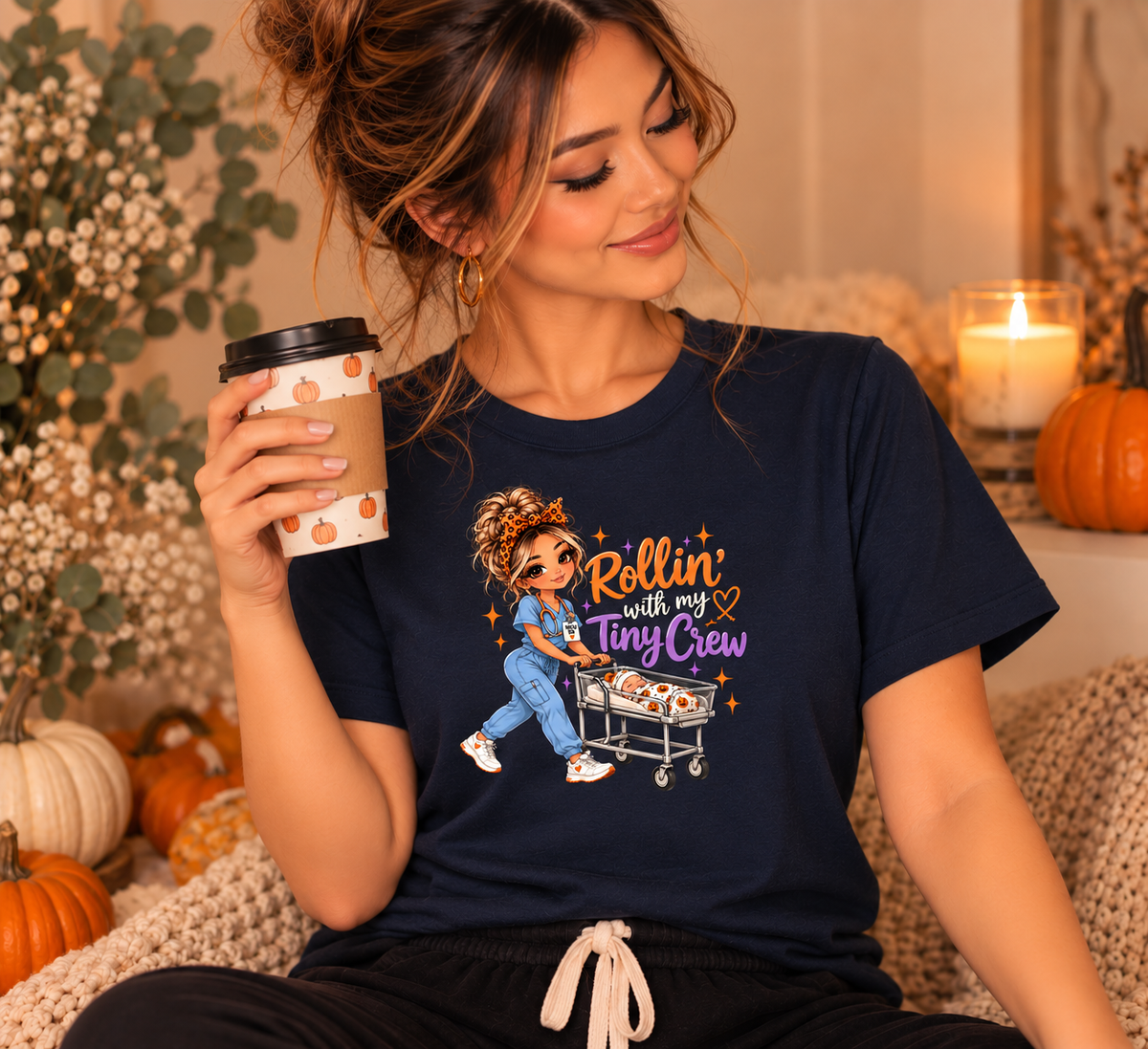 Rollin’ With My Tiny Crew NICU Nurse Tee – Halloween RN Shirt