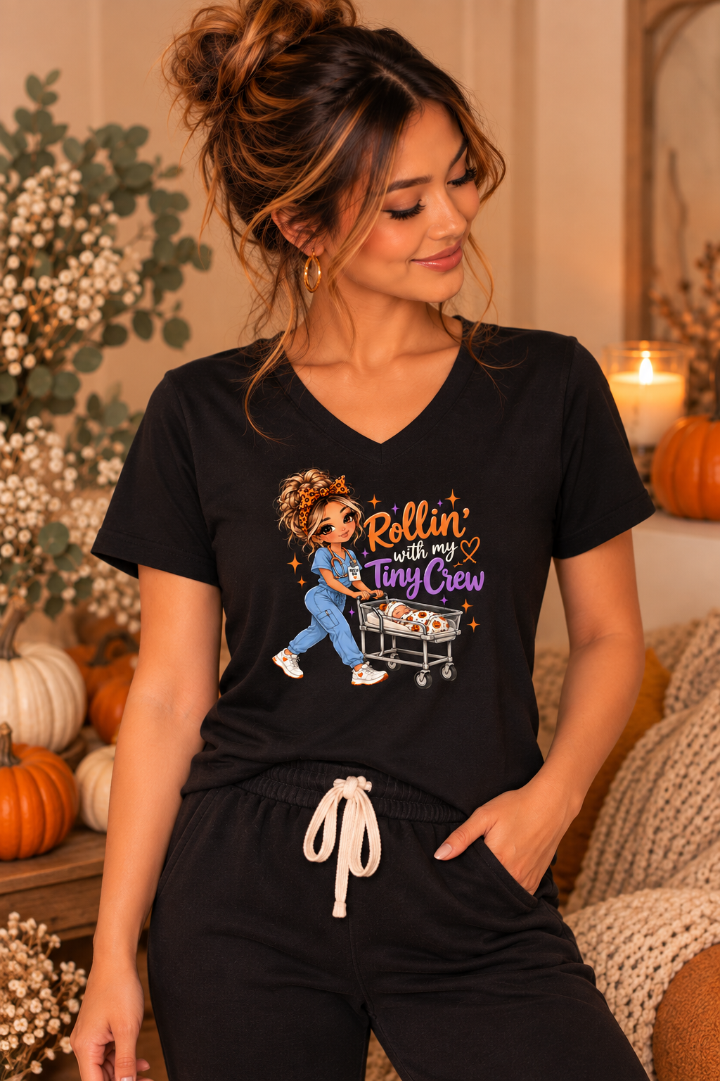 Rollin’ With My Tiny Crew NICU Nurse Tee – Halloween RN Shirt