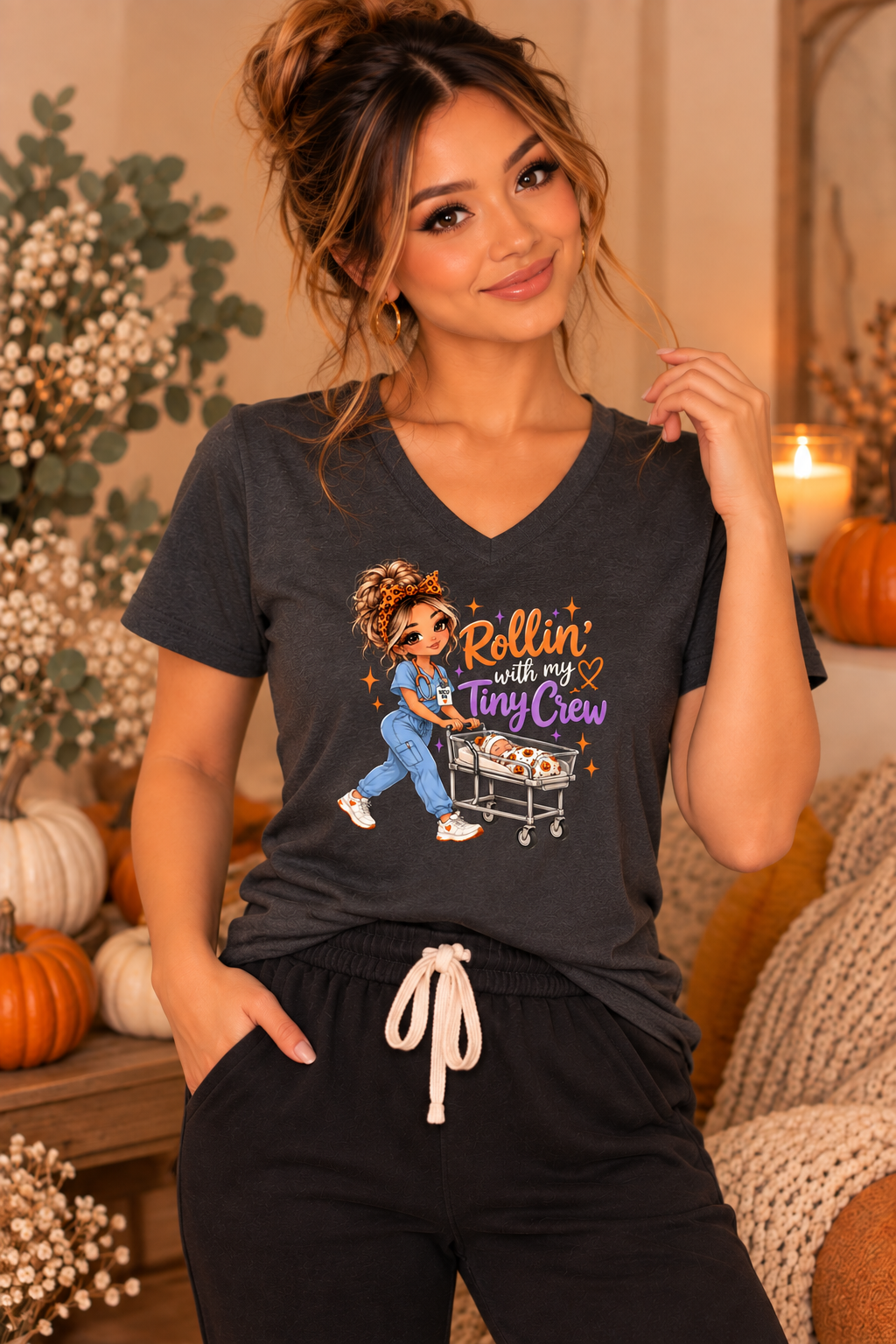 Rollin’ With My Tiny Crew NICU Nurse Tee – Halloween RN Shirt