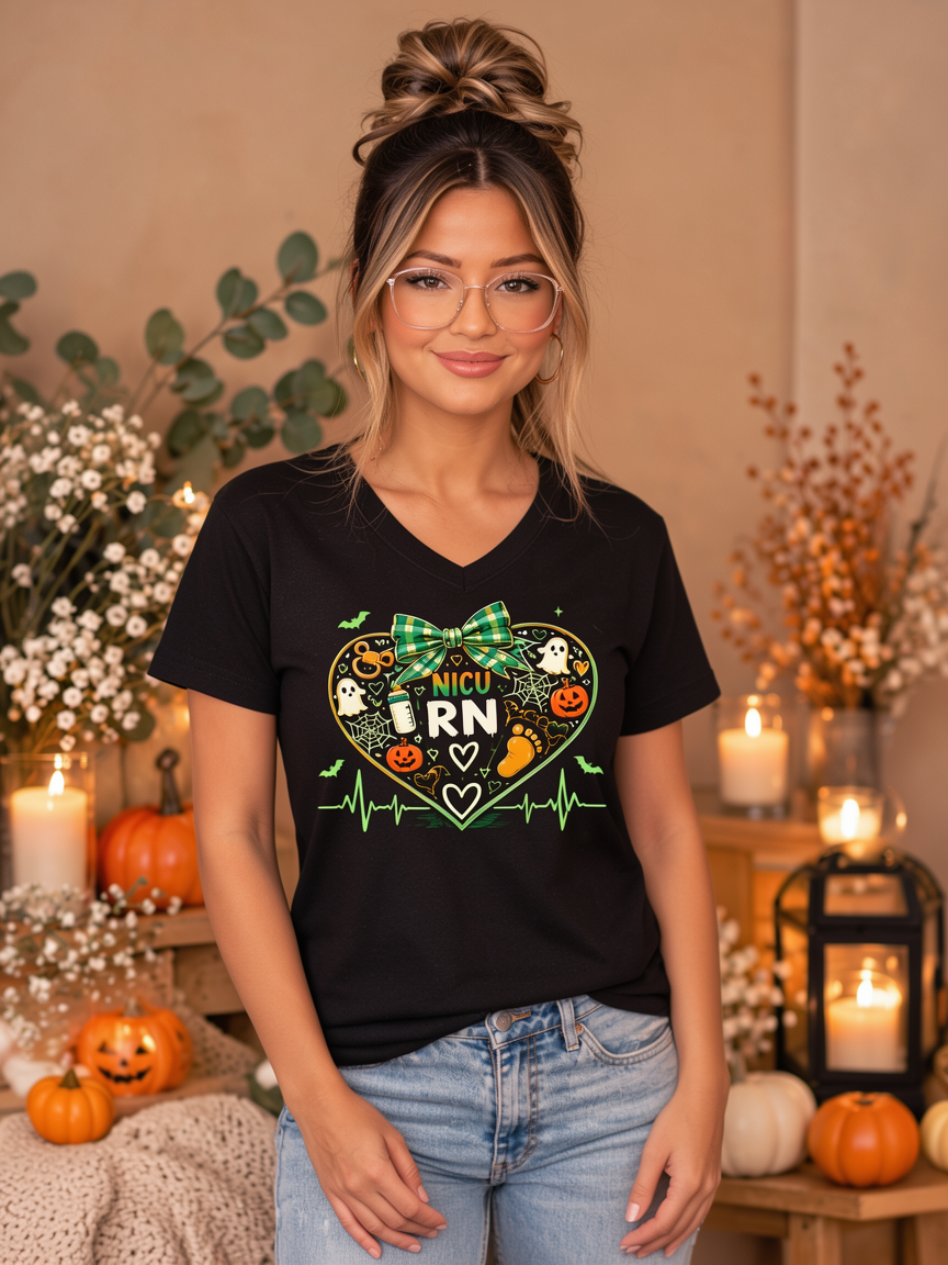 NICU RN Halloween Tee – Spooky Heart Nurse Shirt