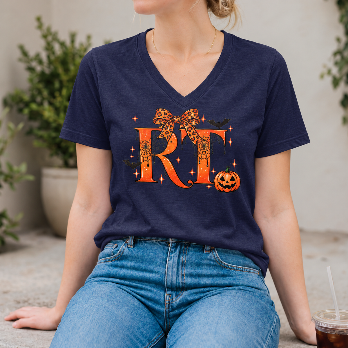 RT Respiratory Therapist Halloween Tee – Spooky Pumpkin Bow Shirt