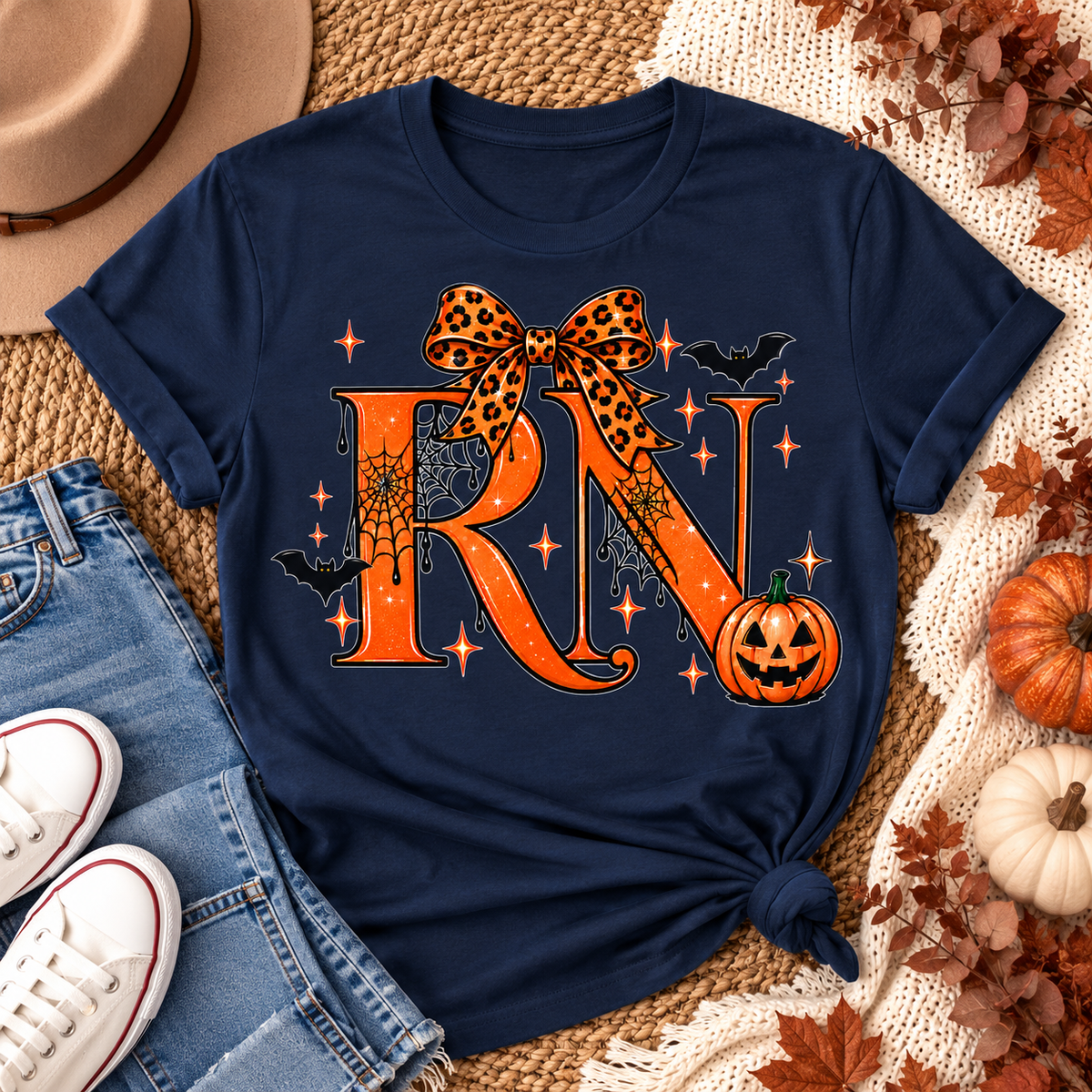 RN Halloween Bow Nurse Tee