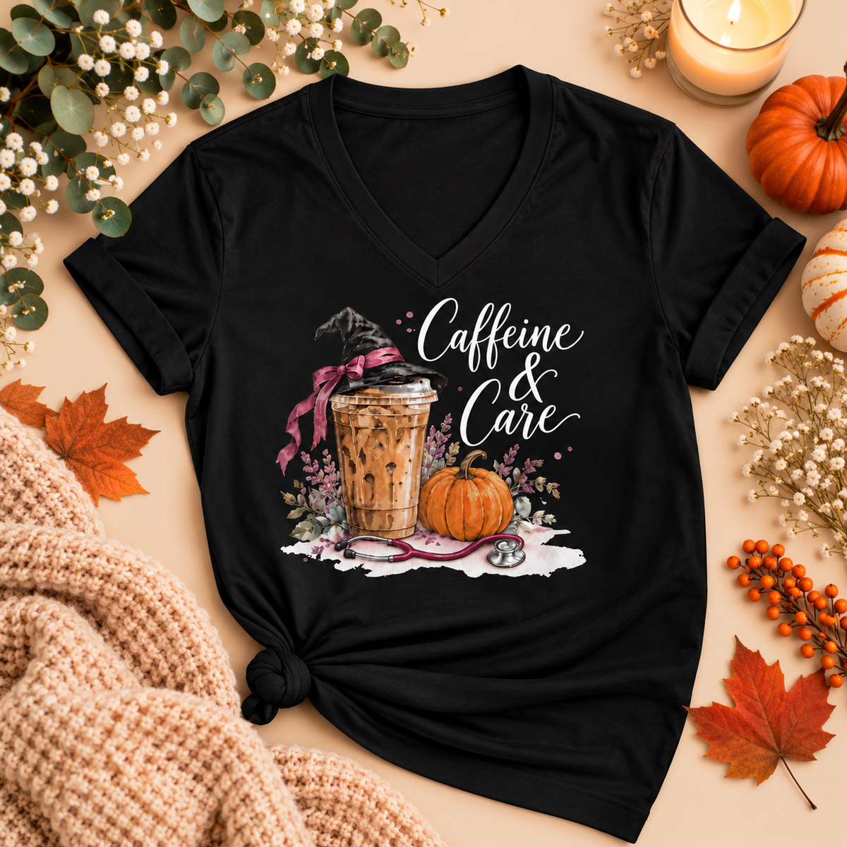 Caffeine & Care Halloween Healthcare Tee