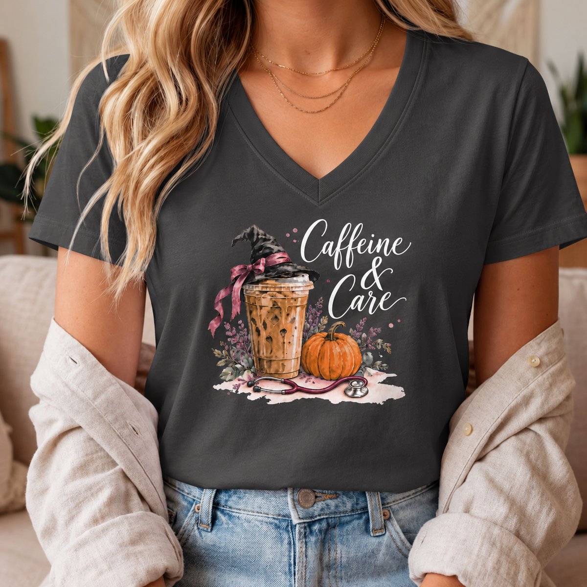 Caffeine & Care Halloween Healthcare Tee