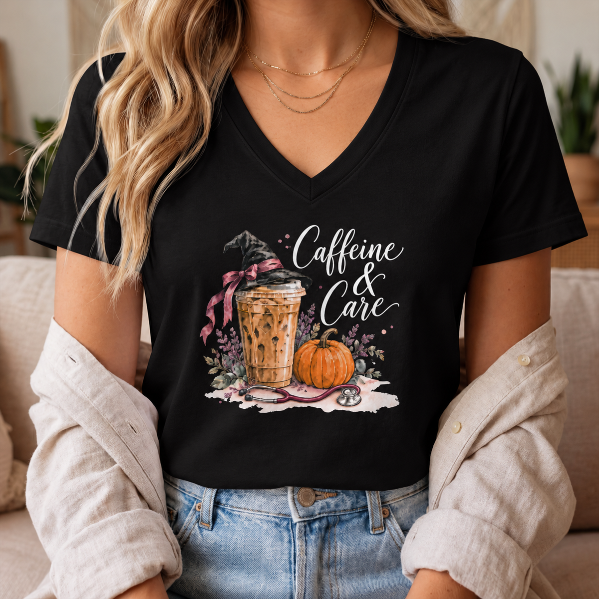 Caffeine & Care Halloween Healthcare Tee