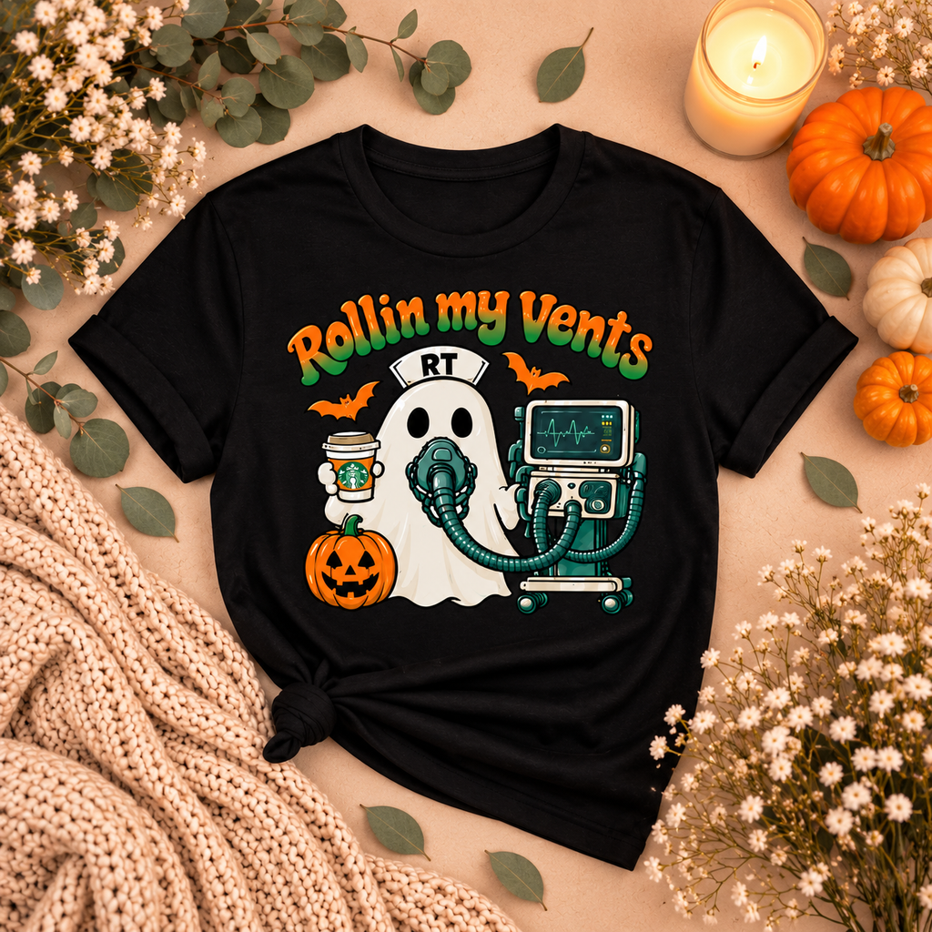 Rollin’ My Vents Respiratory Therapist Halloween Tee