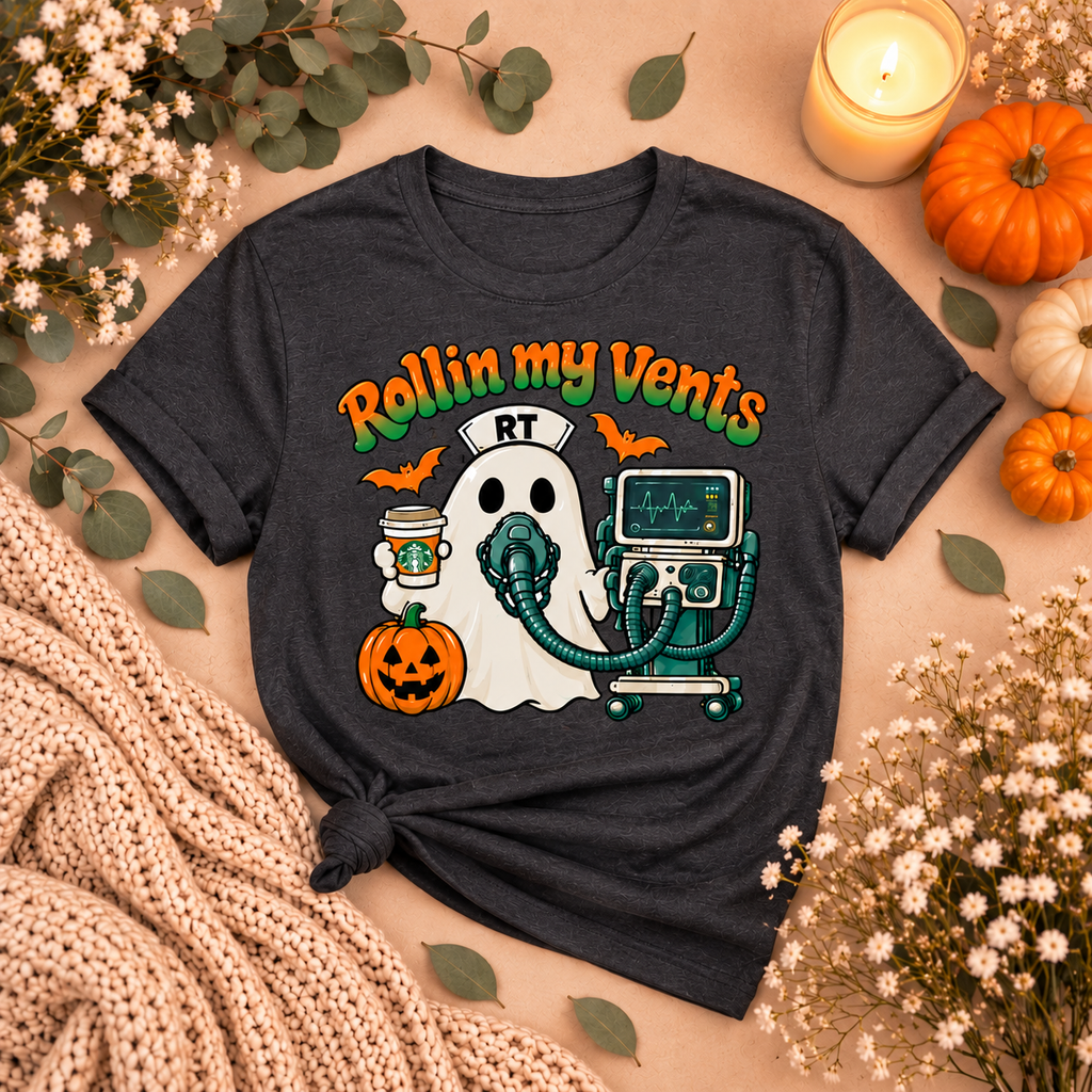 Rollin’ My Vents Respiratory Therapist Halloween Tee