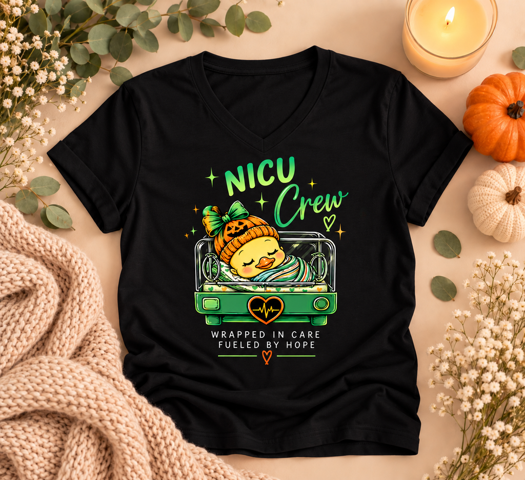 NICU Crew Wrapped in Care Tee – NICU Nurse Fall Shirt