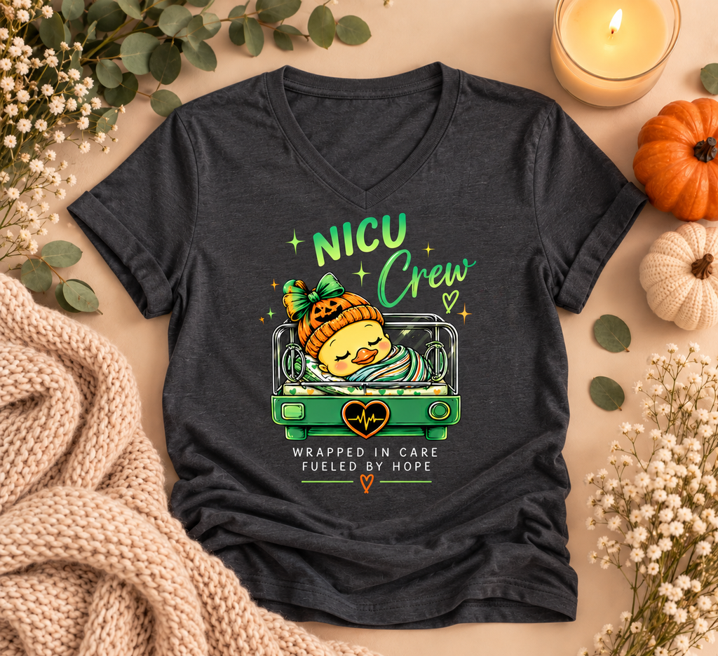 NICU Crew Wrapped in Care Tee – NICU Nurse Fall Shirt