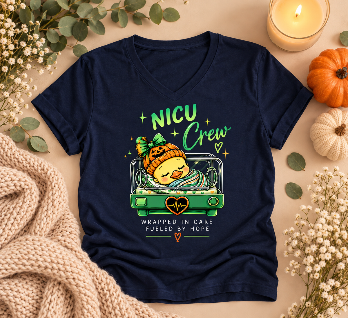 NICU Crew Wrapped in Care Tee – NICU Nurse Fall Shirt