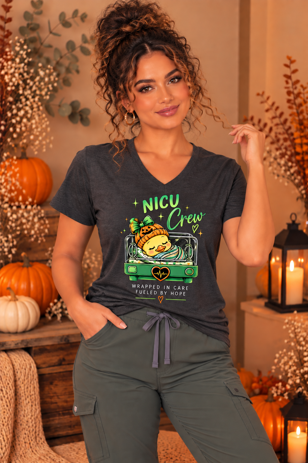 NICU Crew Wrapped in Care Tee – NICU Nurse Fall Shirt