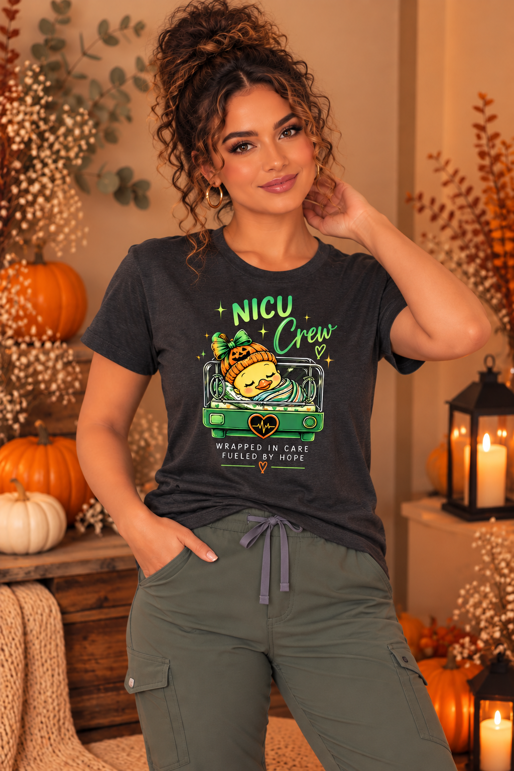 NICU Crew Wrapped in Care Tee – NICU Nurse Fall Shirt