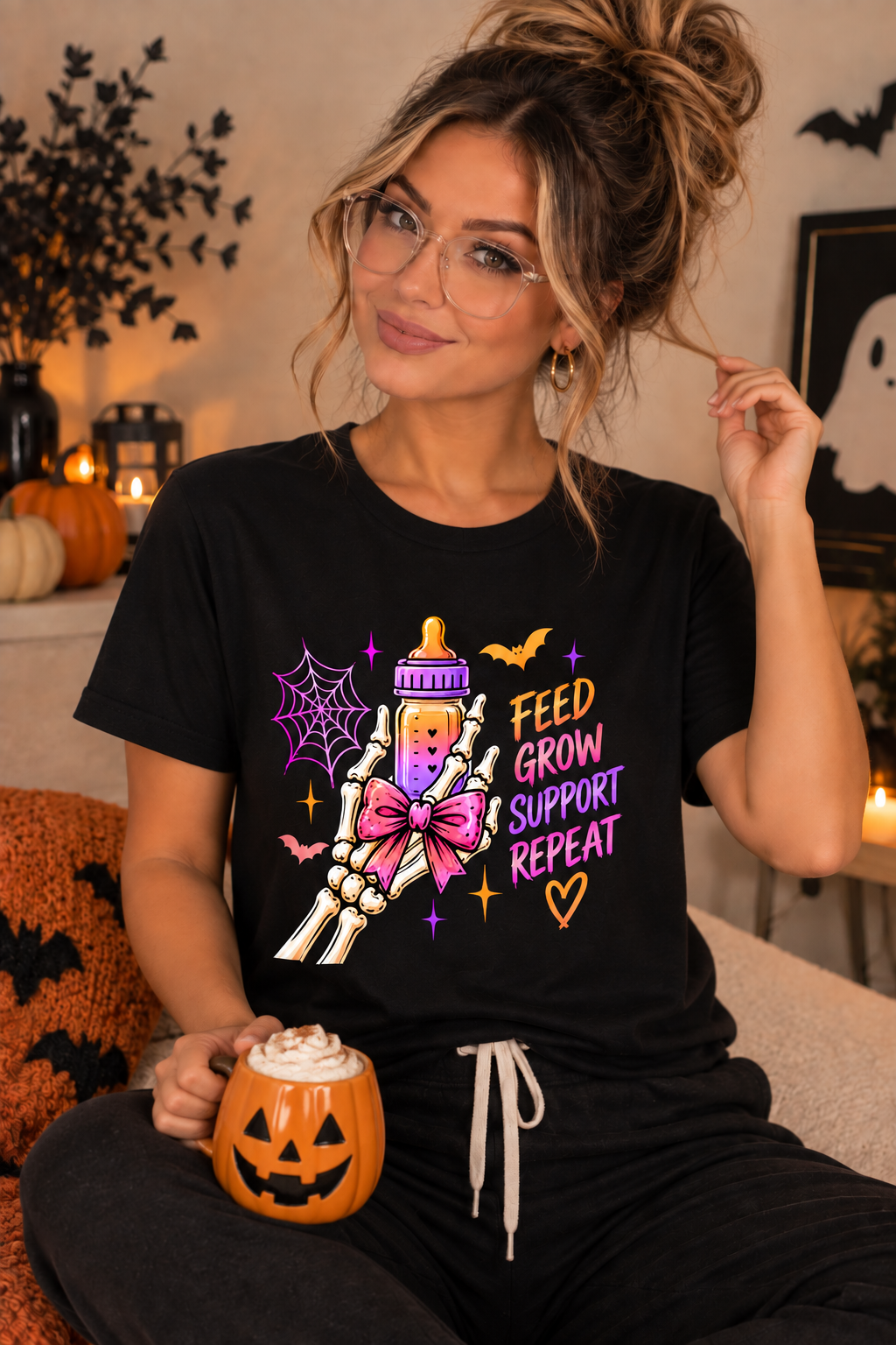 Feed Grow Support Repeat Halloween Tee – NICU Nurse Shirt