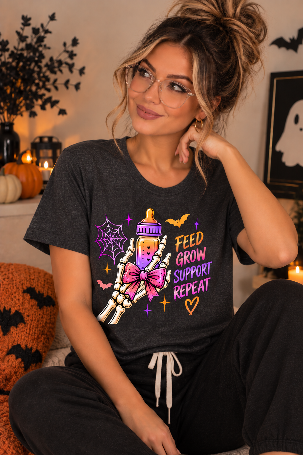 Feed Grow Support Repeat Halloween Tee – NICU Nurse Shirt