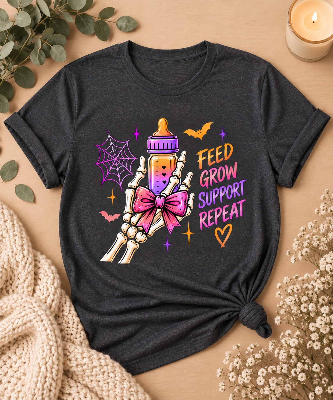Feed Grow Support Repeat Halloween Tee – NICU Nurse Shirt