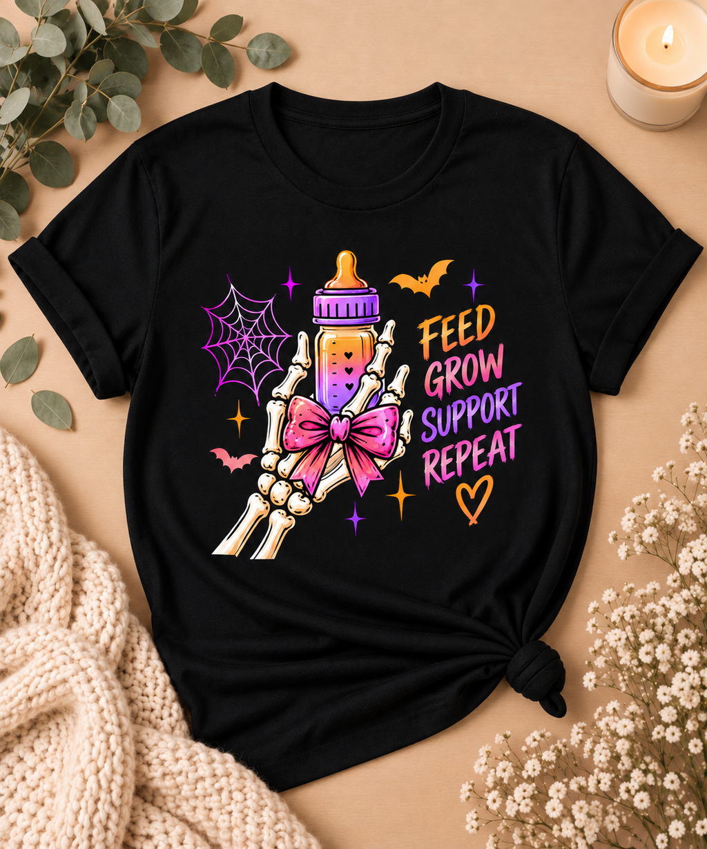 Feed Grow Support Repeat Halloween Tee – NICU Nurse Shirt