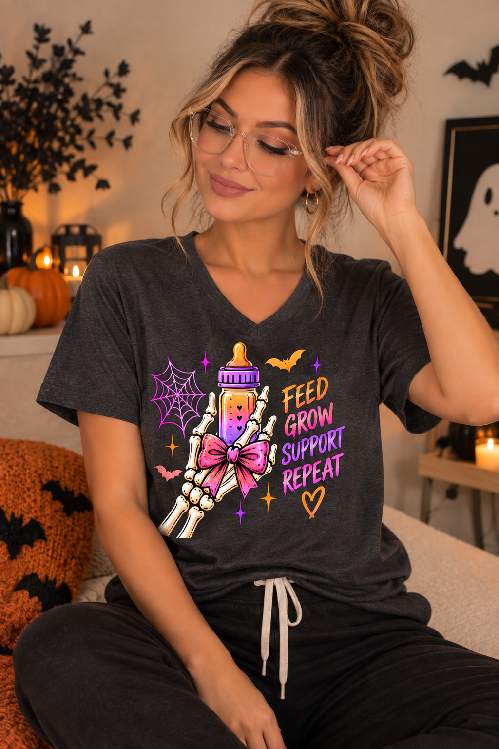 Feed Grow Support Repeat Halloween Tee – NICU Nurse Shirt
