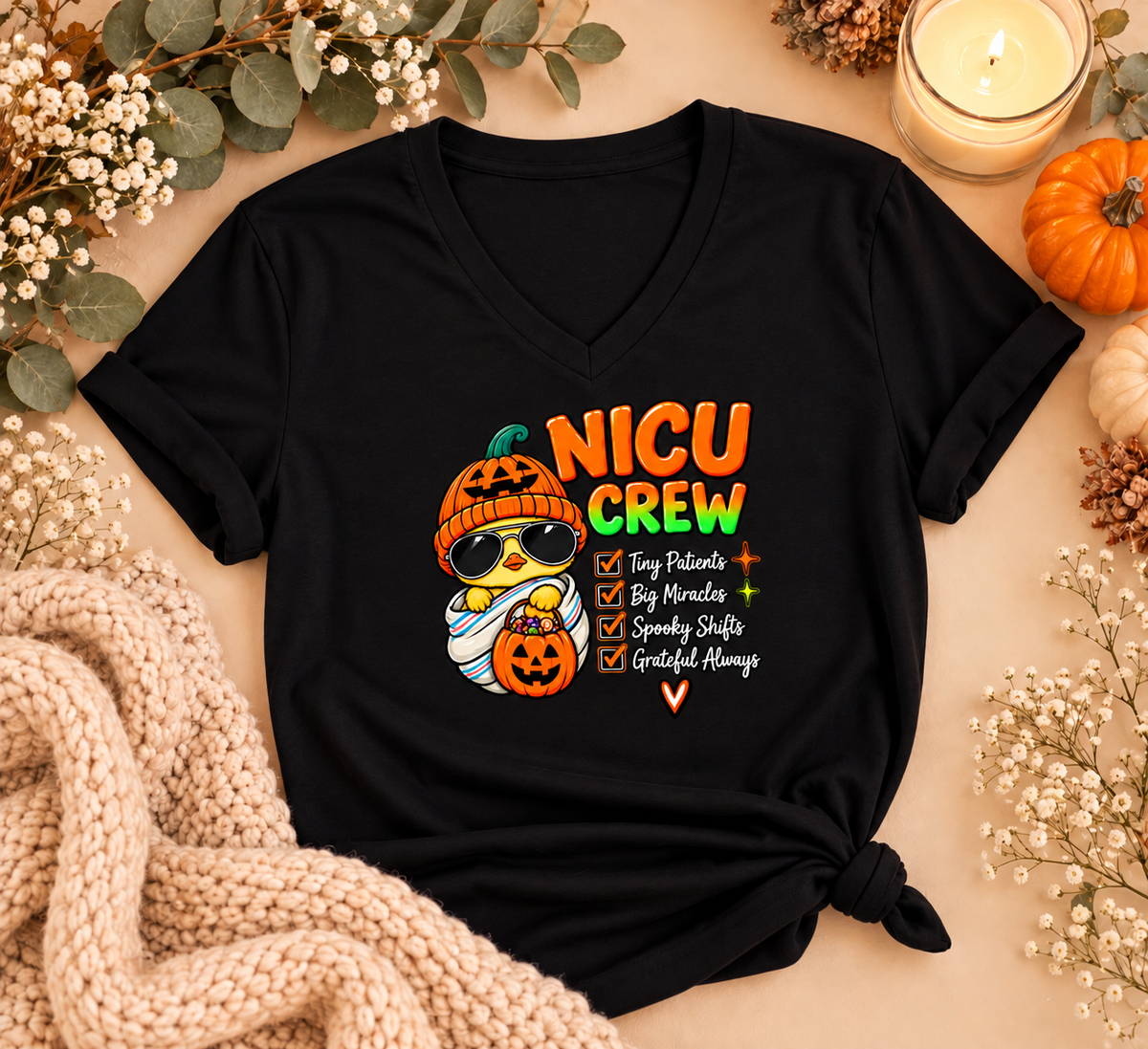 NICU Crew Halloween Checklist Tee – Tiny Patients, Big Miracles